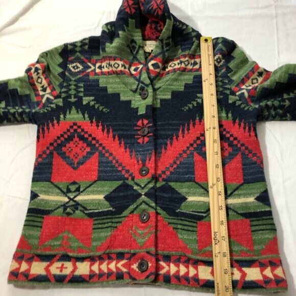 Ralph Lauren denim and supply womens M cotton Aztec print cardigan shawl collar - Picture 4 of 10